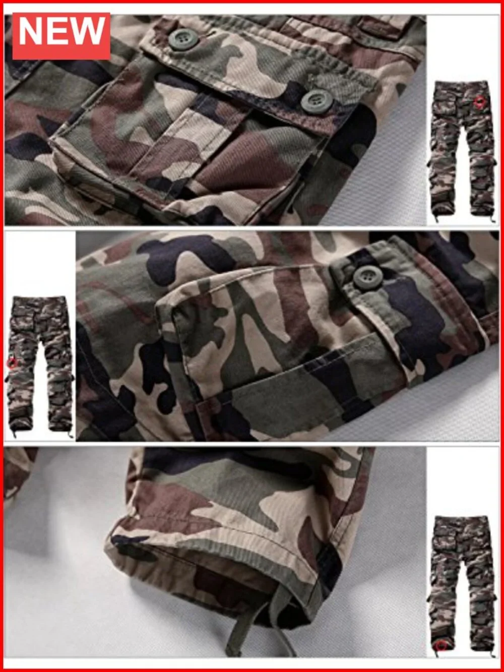 Men's Cargo Pants Straight Leg Relaxed Fit 8 Pockets Cotton Twill